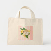 Mini Tote Bag Citron et rose sur bandes coralliennes (Devant)