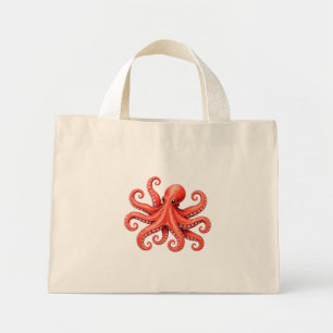 Mini Tote Bag Conception de la vie marine de l'octopus océan