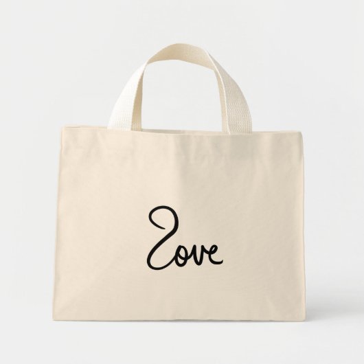 Mini Tote Bag Conception de typographie de mot "amour" minimalis (Devant)