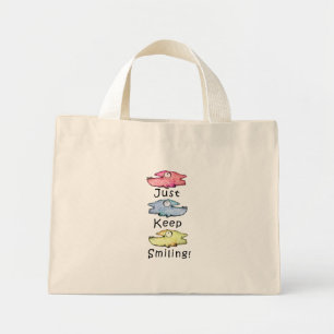 Mini Tote Bag Continuez à sourire ! Des poissons fantaisistes c