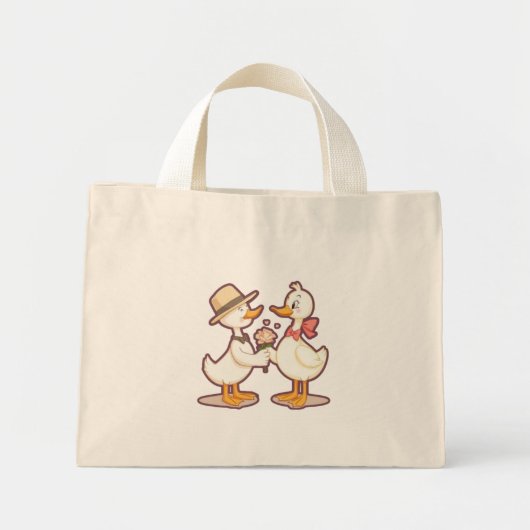 Mini Tote Bag Couple de canard mou (Devant)