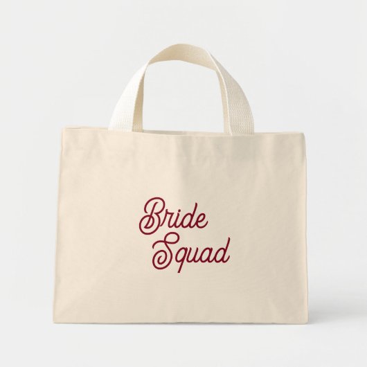 Mini Tote Bag Cranberry Red Style Script Bride Squad (Devant)