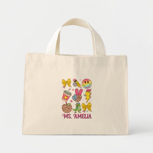 Mini Tote Bag Custom Teacher Bag, Custom Back to School Bag (Devant)