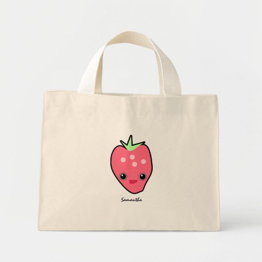 Mini Tote Bag Cute Kawaii fraise (Devant)