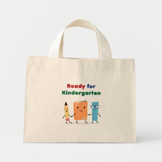 Mini Tote Bag Cute Ready for Kindergarten School Book (Devant)