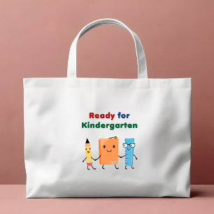 Mini Tote Bag Cute Ready for Kindergarten School Book