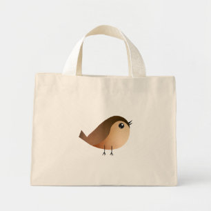 Mini Tote Bag Dessin animé d'oiseau moineau