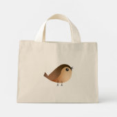 Mini Tote Bag Dessin d'Oiseau de Bruant (Dos)