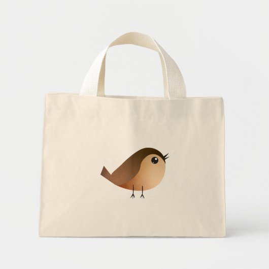 Mini Tote Bag Dessin d'Oiseau de Bruant (Devant)