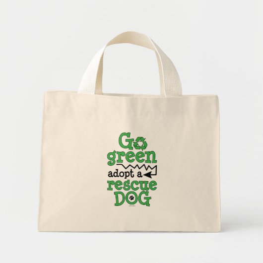 Mini Tote Bag Devenez écolo, adopter un chien secouru (Devant)