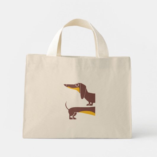 Mini Tote Bag Drôle mignon dachshund pour parent chien long (Dos)