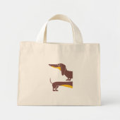 Mini Tote Bag Drôle mignon dachshund pour parent chien long (Devant)