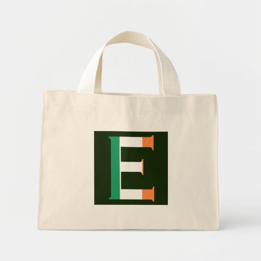 Mini Tote Bag E Monogramme superposé sur le tcnt drapeau irlanda (Devant)