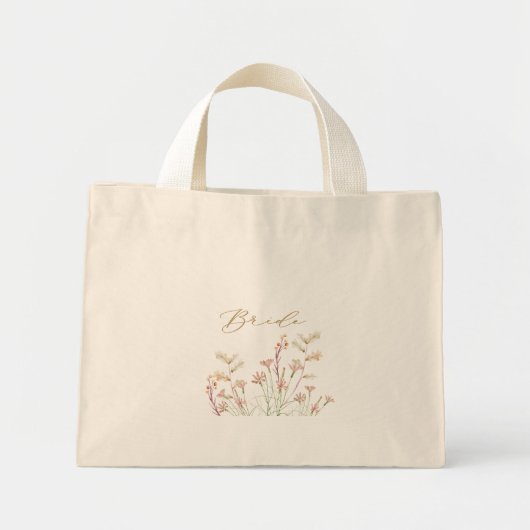 Mini Tote Bag Élégant Mariage Fleur Sauvage Charme (Devant)