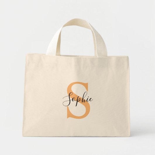 Mini Tote Bag Elegant Script Custom Name Personalized Gift (Devant)