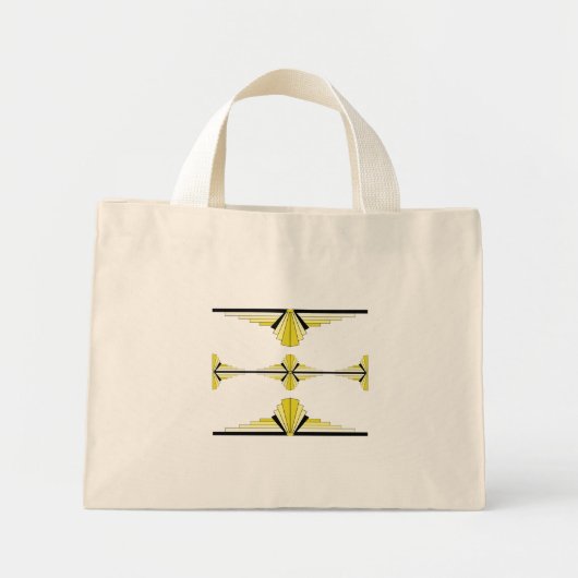 Mini Tote Bag Éléments Art déco en jaune pastel (Devant)