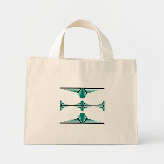 Mini Tote Bag Éléments Art déco en turquoise (Devant)
