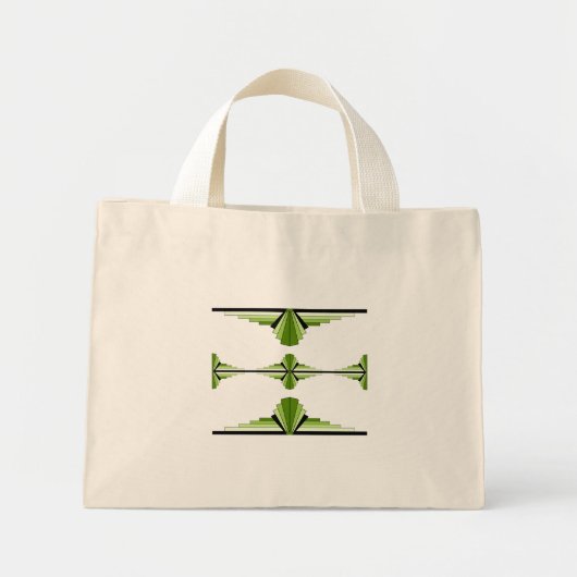 Mini Tote Bag Éléments Art déco en vert mousse (Devant)