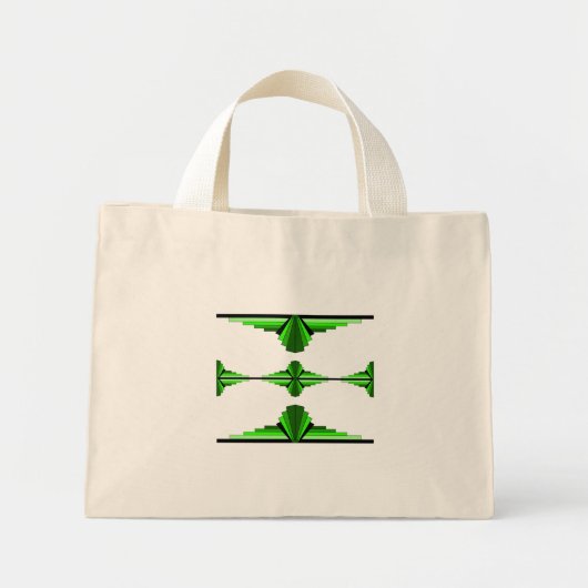 Mini Tote Bag Éléments Art déco en vert profond (Devant)