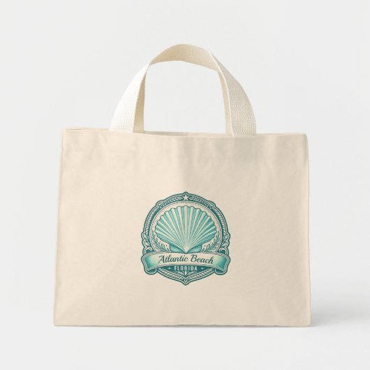 Mini Tote Bag Emblème côtier d'Atlantic Beach FL coquillage (Devant)