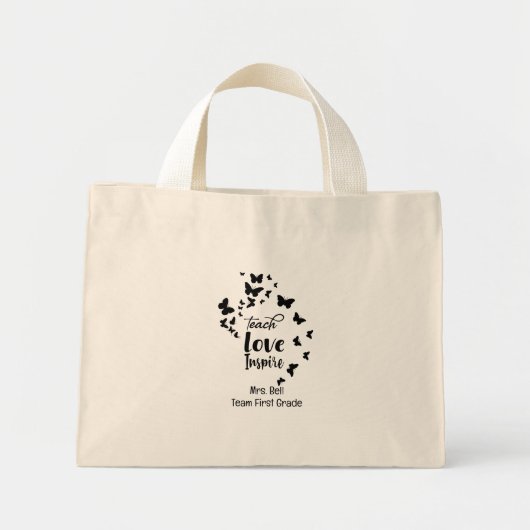 Mini Tote Bag Enseigner l'amour Inspirer mignon enseignant (Devant)