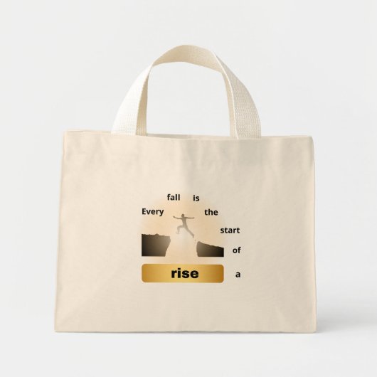 Mini Tote Bag "Every Fall Is the Start of a Rise – Leap of Hope" (Devant)