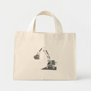Mini Tote Bag Excavateur à chaíne blanc