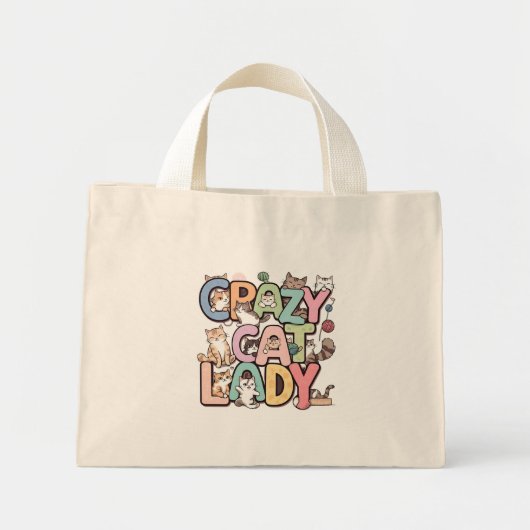 Mini Tote Bag Femme de chat folle (Devant)