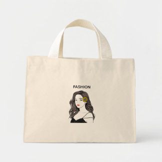 Mini Tote Bag Fille de mode esthétique Tournesol Ligne Art Toile