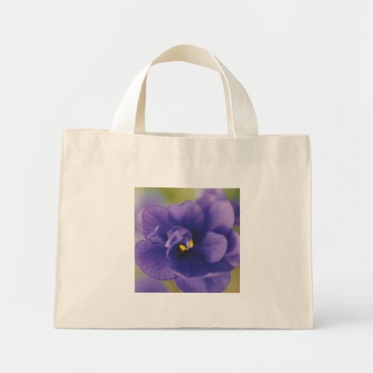 Mini Tote Bag Fleur de fleurs bleues de Violet Saintpaulia Zoomé (Devant)
