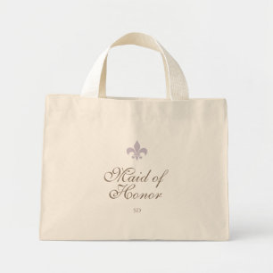 Mini Tote Bag Fleur de Lis Maid d'honneur violet