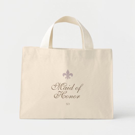 Mini Tote Bag Fleur de Lis Maid d'honneur violet (Devant)