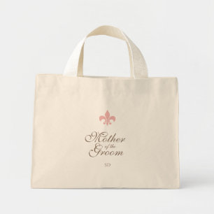 Mini Tote Bag Fleur de Lis Rose Mère de la Groom Initiale