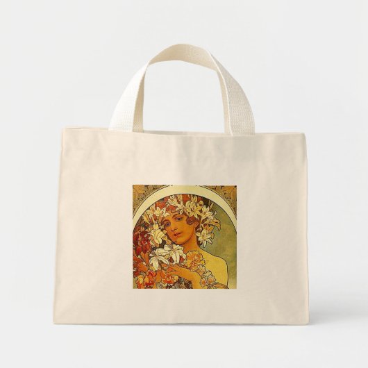 Mini Tote Bag fleurs mucha (Devant)