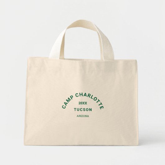 Mini Tote Bag Forest Green Crest Camp Thème Bachelorette (Devant)