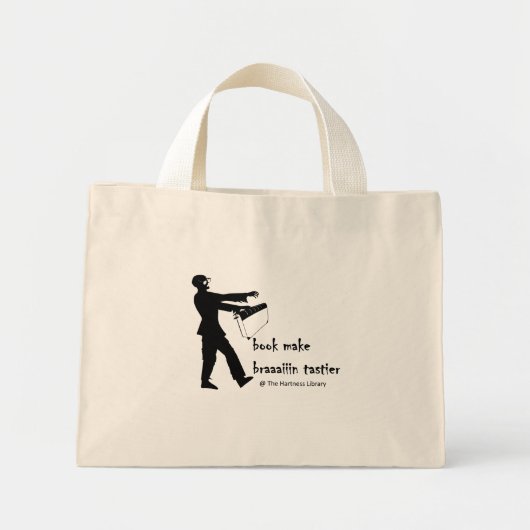 Mini Tote Bag fourre-tout de la bibliothèque zombie (Devant)
