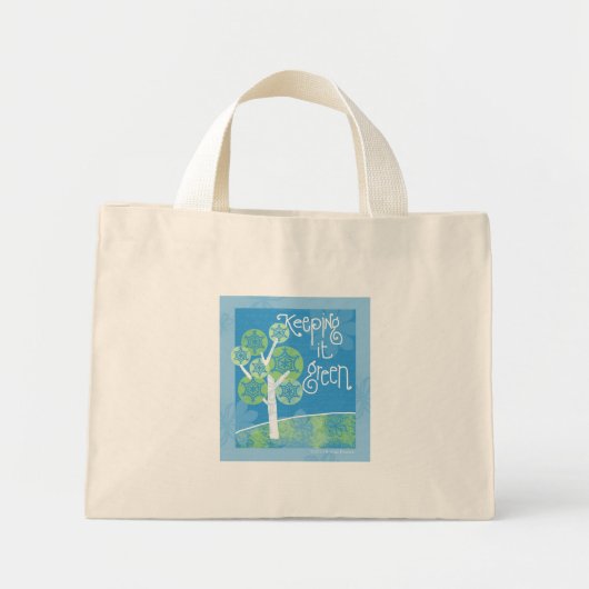 Mini Tote Bag Garder le vert (Devant)