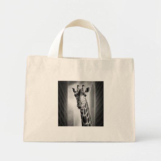 Mini Tote Bag Giraffe dans une cityscape (Devant)