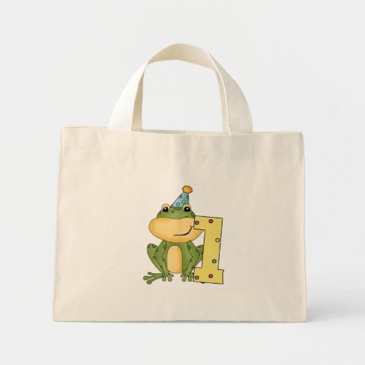Mini Tote Bag Grenouille de fête 1er anniversaire T-shirts et ca (Devant)