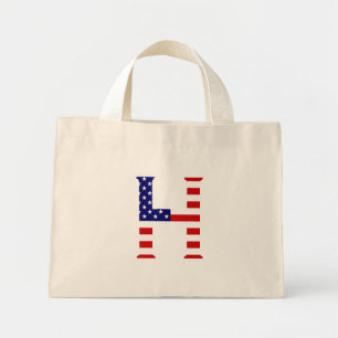 Mini Tote Bag H Monogramme superposé sur le drapeau américain tc