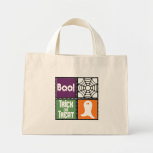 Mini Tote Bag Hallween Design avec Trick ou Treat, Boo et Ghost