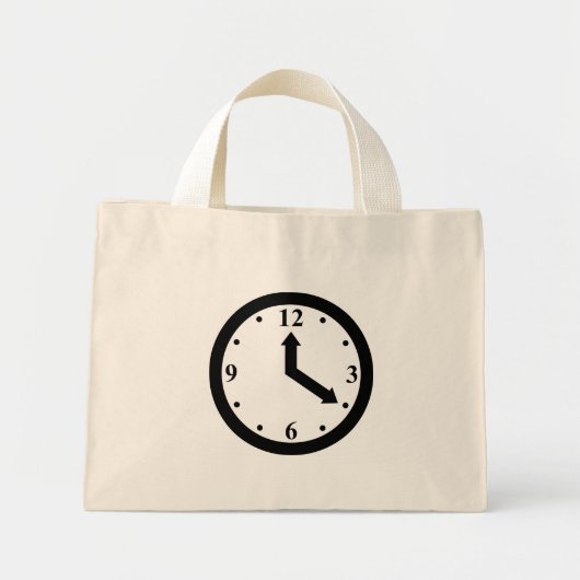 Mini Tote Bag Horloge noire (Devant)