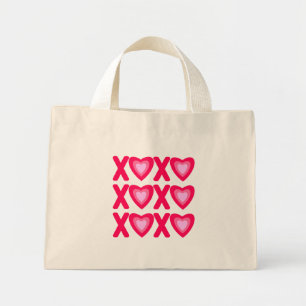 Mini Tote Bag Hugs Kisses Love Hearts