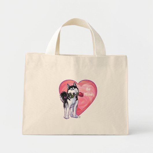 Mini Tote Bag Husky Valentine's Day (Devant)