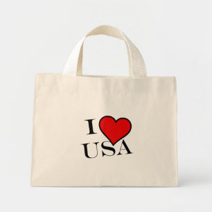 Mini Tote Bag I Heart USA bk tcnt