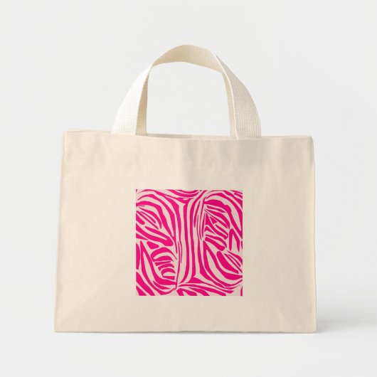 Mini Tote Bag Impression zèbre rose (Devant)