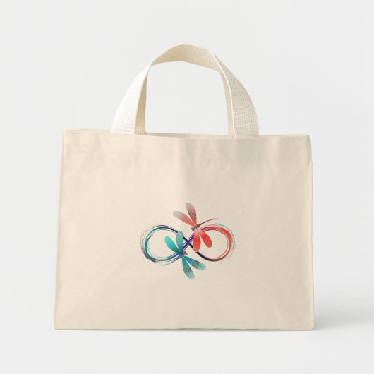 Mini Tote Bag Infini avec des libellules lumineuses (Devant)