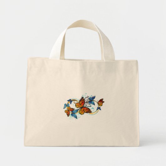 Mini Tote Bag Infinité de papillons monarques (Devant)