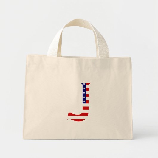 Mini Tote Bag J Monogram superposé sur le drapeau américain tcnt (Devant)