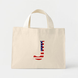 Mini Tote Bag J Monogram superposé sur le drapeau américain ttcn